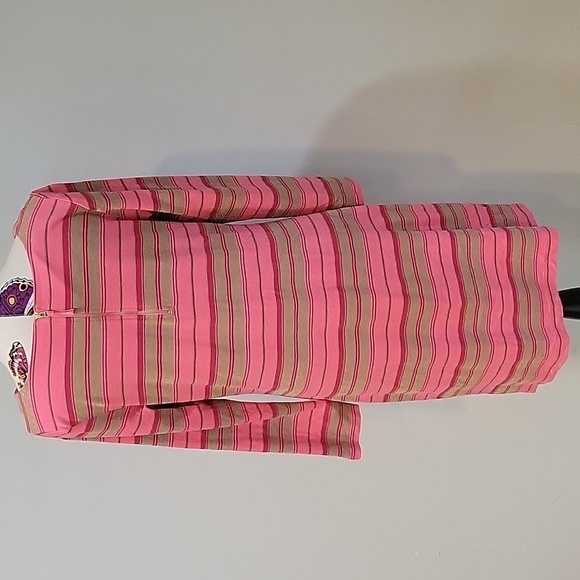 BANANA REPUBLIC pink & metalic gold striped dress.   Size 16 tall. - Picture 3 of 7